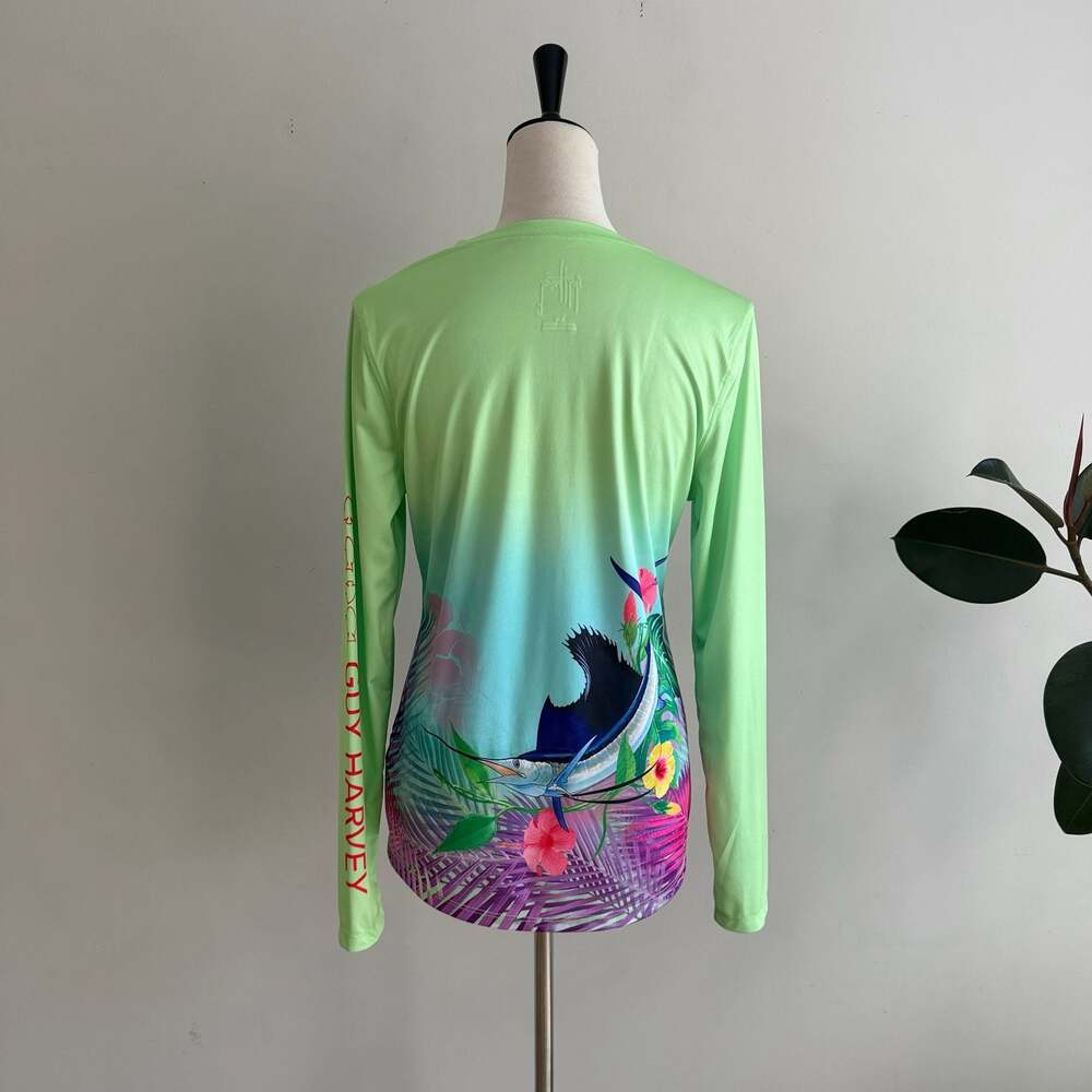 Guy Harvey Women's Long Sleeve Sailfish and Floral Performance Shirt - Picture 6 of 8